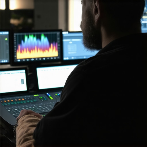 A skilled audio engineer working on spectral editing and multiband compression in a modern studio setup.