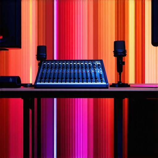 Modern voiceover recording space with professional equipment and acoustic panels