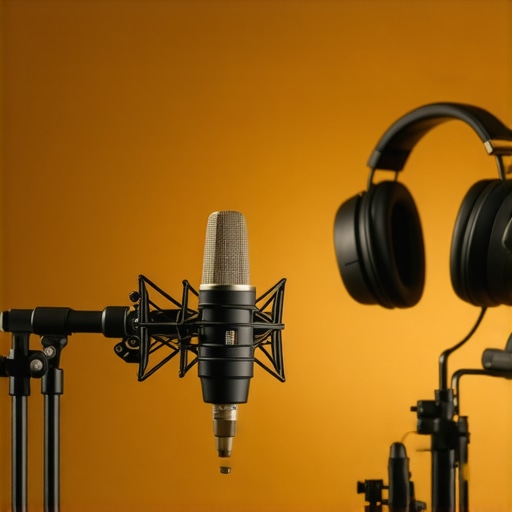 A professional voiceover recording studio with soundproofing and high-quality equipment