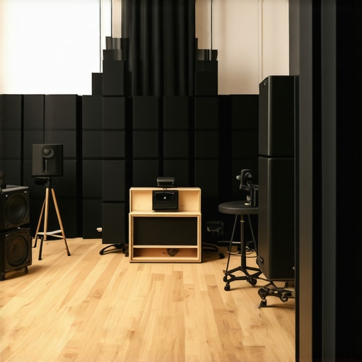 Home studio with acoustic treatment and soundproofing