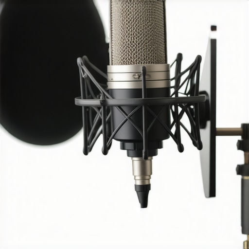 Professional calibration microphone measuring a studio environment for accurate sound monitoring