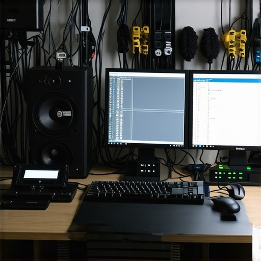 Tools and organized setup for studio maintenance and software updates.