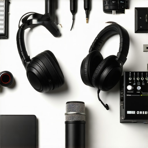 Studio setup with headphones and audio interface ensuring local data processing