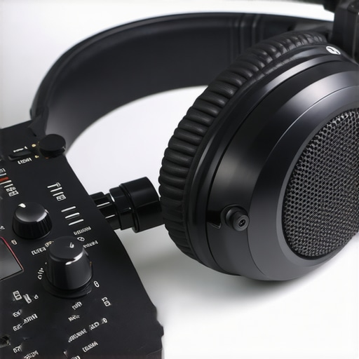 High-impedance headphones connected to an audio interface showcasing gain settings