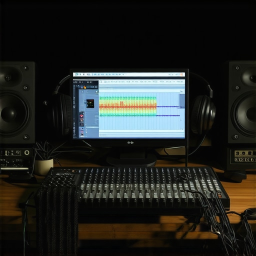 An organized audio studio with clean cables, premium headphones, and modern audio interfaces ready for production.
