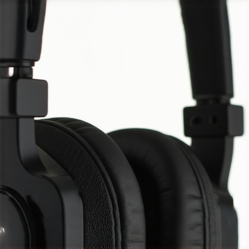 Detailed view of high-quality studio headphones driver assembly.